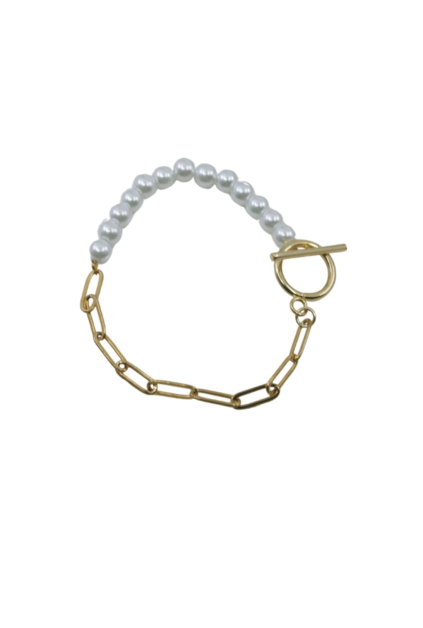 Pearl and Paperclip Lariat Bracelet