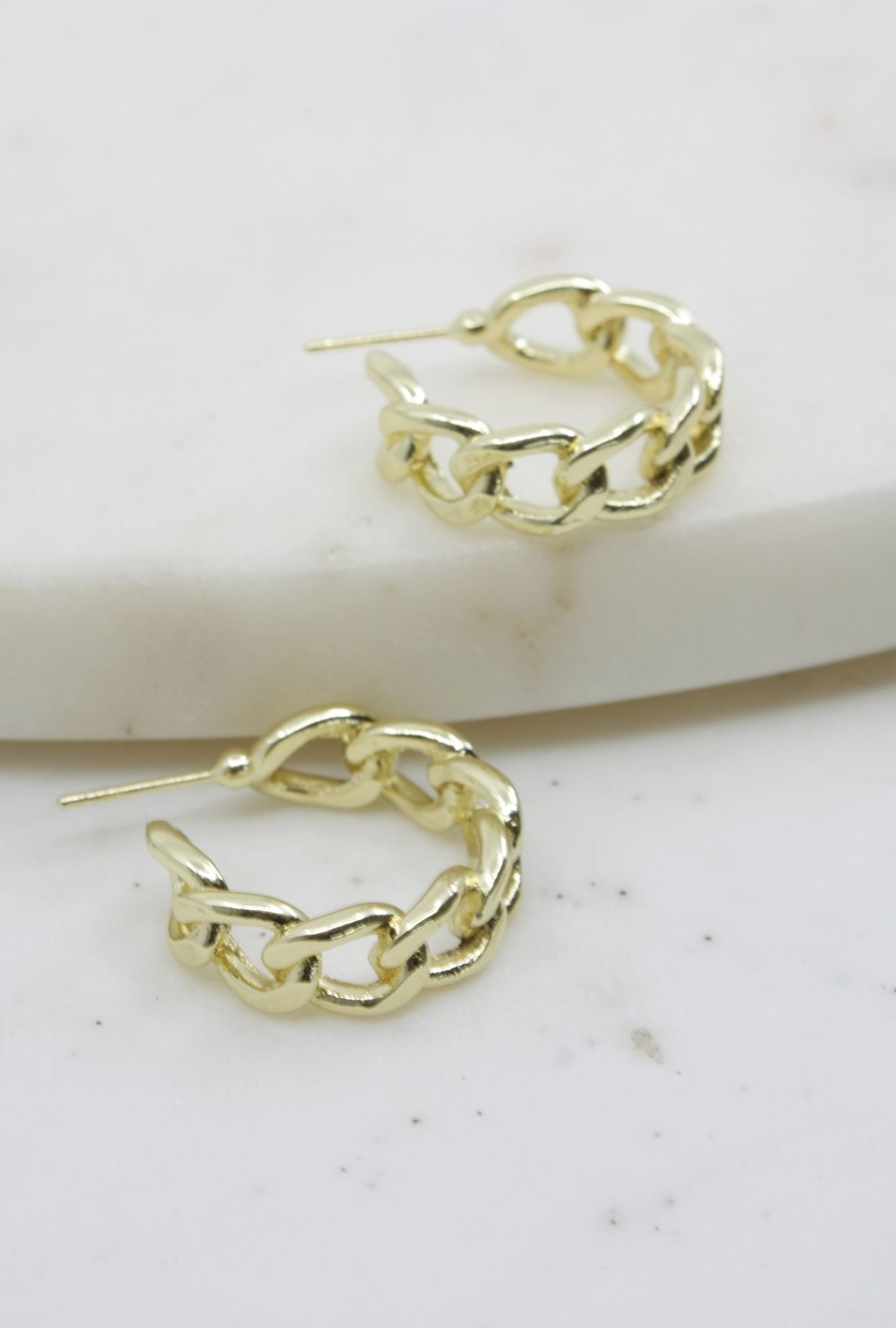 Curb Link Chain Hoop Earrings