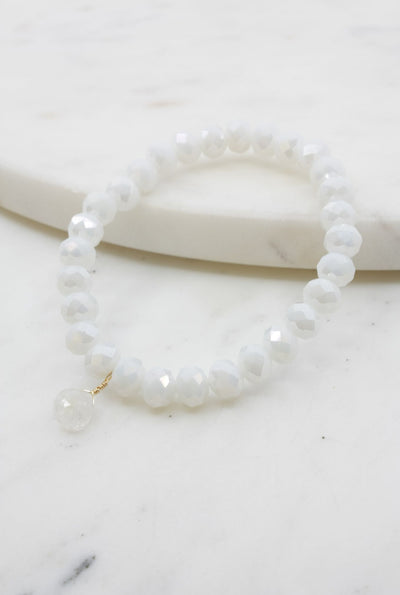 White Crystal Bracelet with Moonstone in Gold
