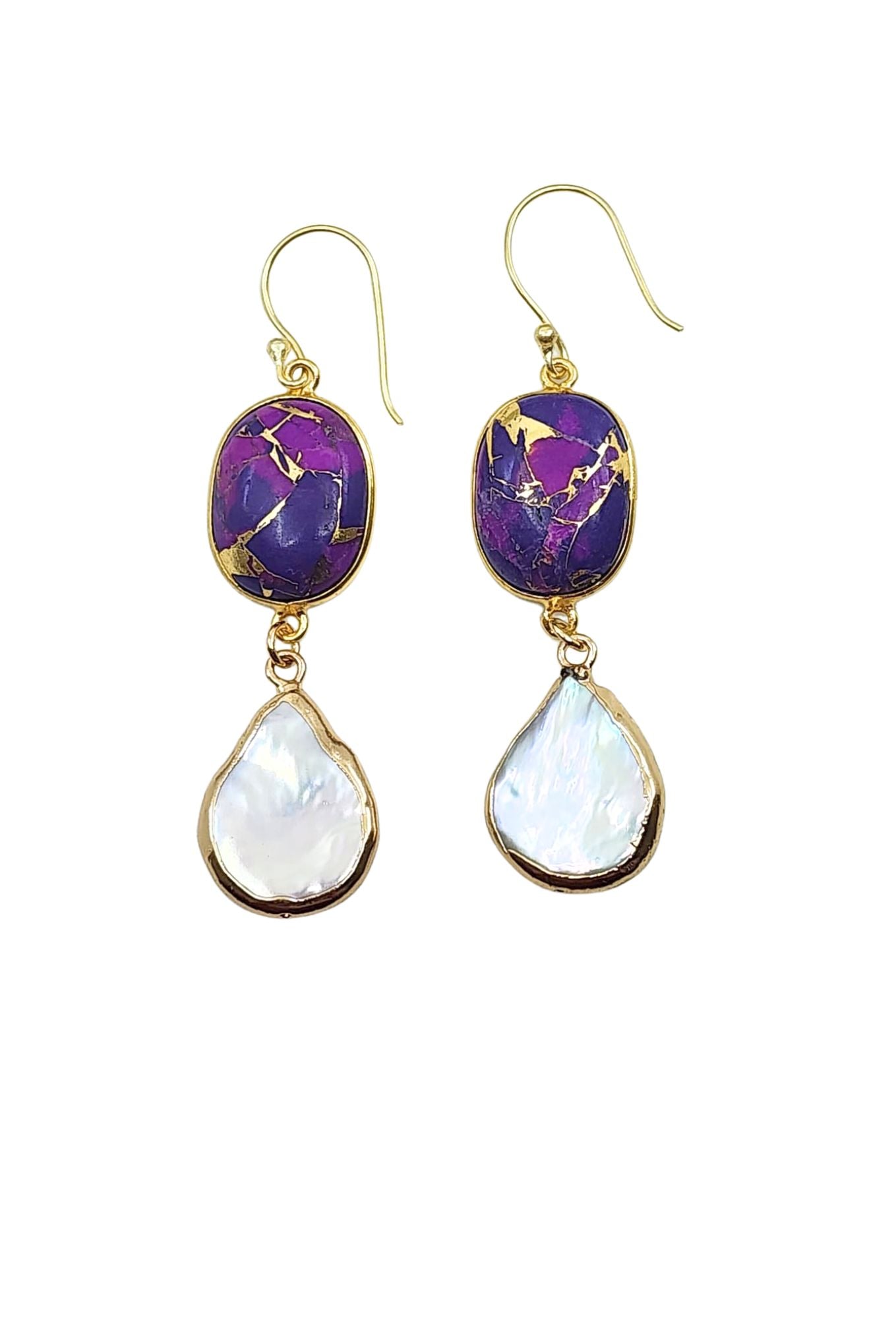 Rome Earrings in Purple Mojave and Pearl