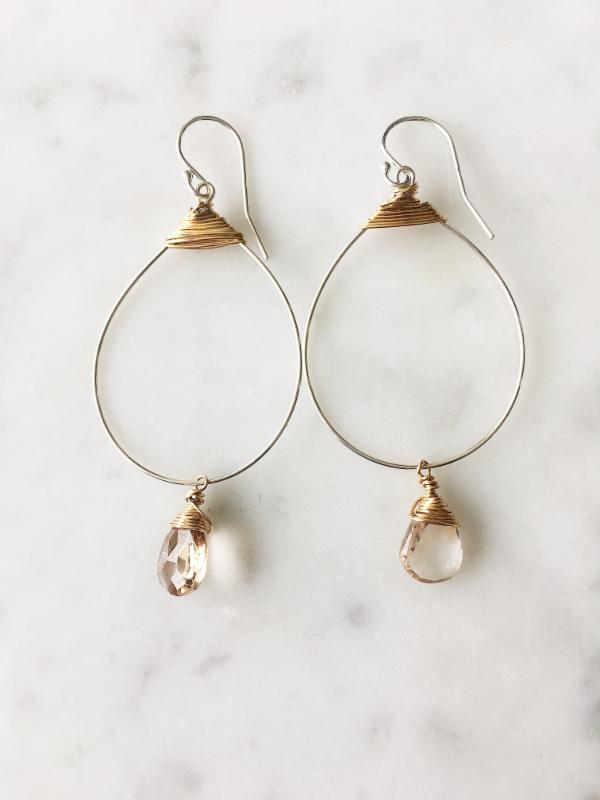 Small Featherweight Earrings with Imperial Topaz Drop