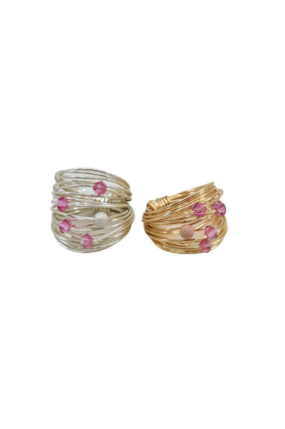 Marcia Wire Wrap Ring with Hot Pink Swarovski Crystals