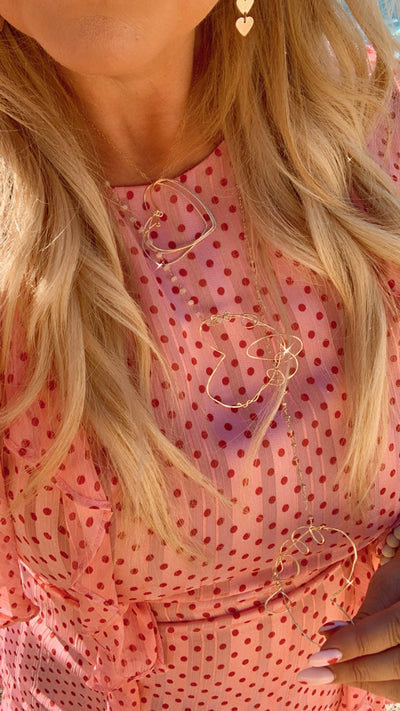 Gold Hearts Necklace on a Gold Chain