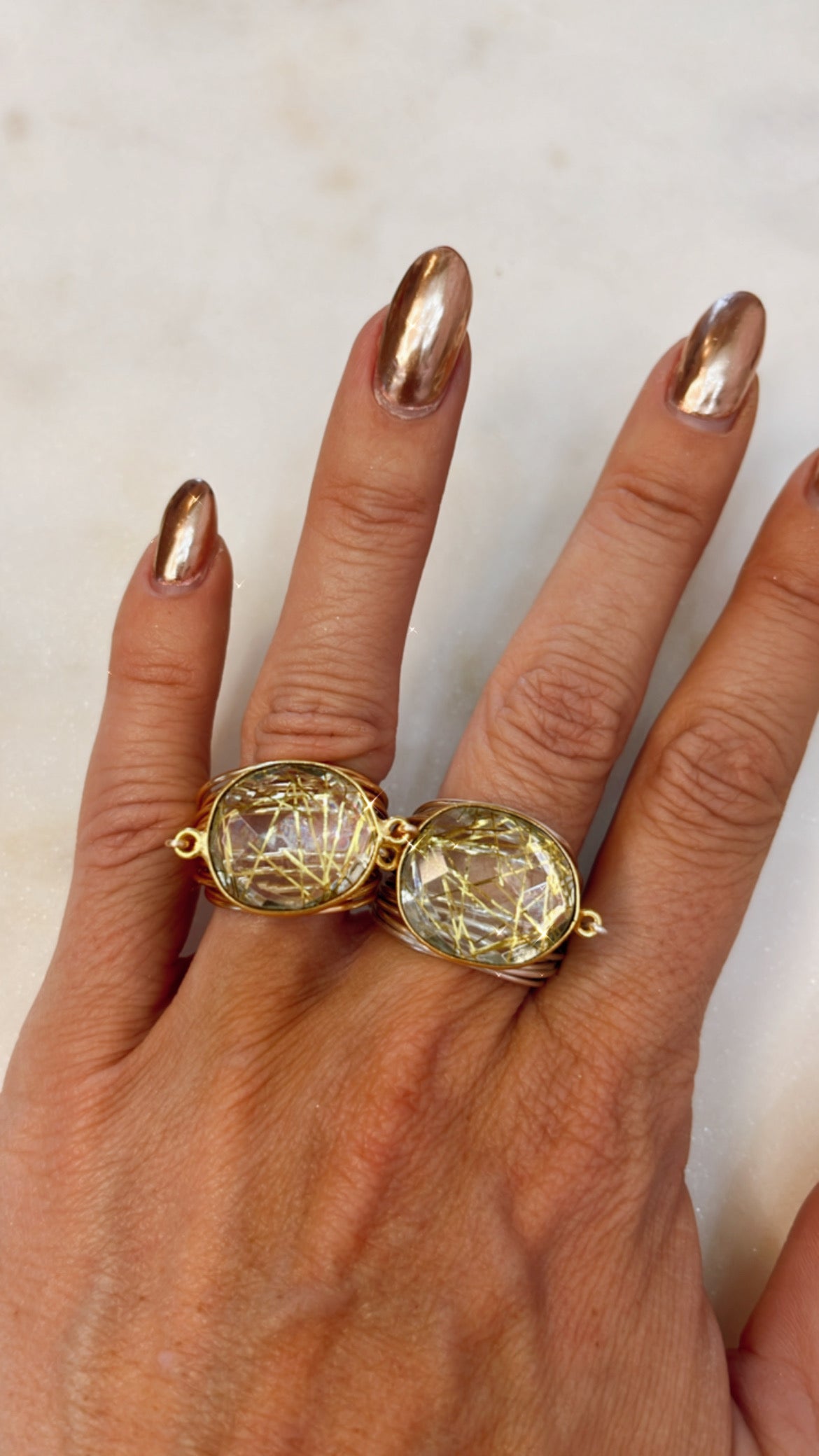 Torrey Ring with Gold Rutilated Quartz