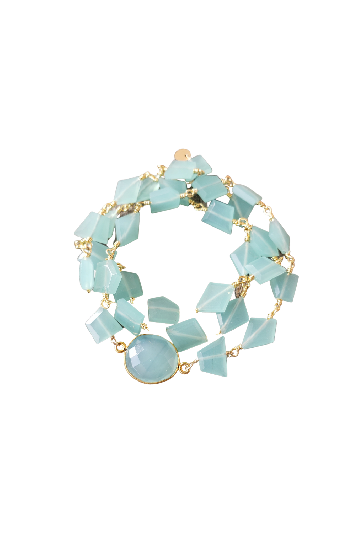 Hana Wrap Bracelet/Necklace in Chalcedony - Chunky Stone