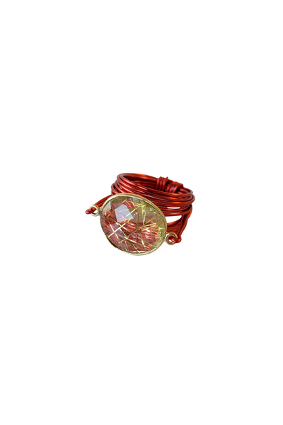 Torrey Ring in Red with Golden Rutilated Quartz