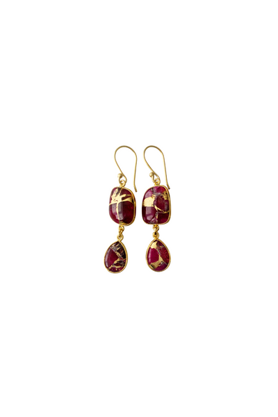 Rome Earrings in Red Mojave Copper Turquoise