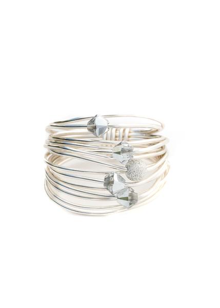 Marcia Wire Wrap Ring with Grey Swarovski Crystals
