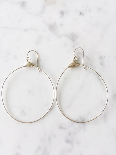 Large Featherweight Hoop Earring in Silver with Silver Wrap