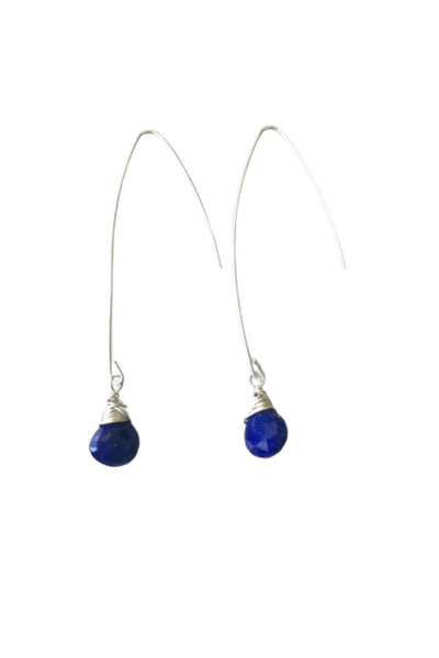 Jill Long Wire Drop Earrings in Sapphire