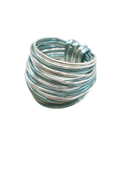 Marcia Wire Wrap Ring in Teal and Silver