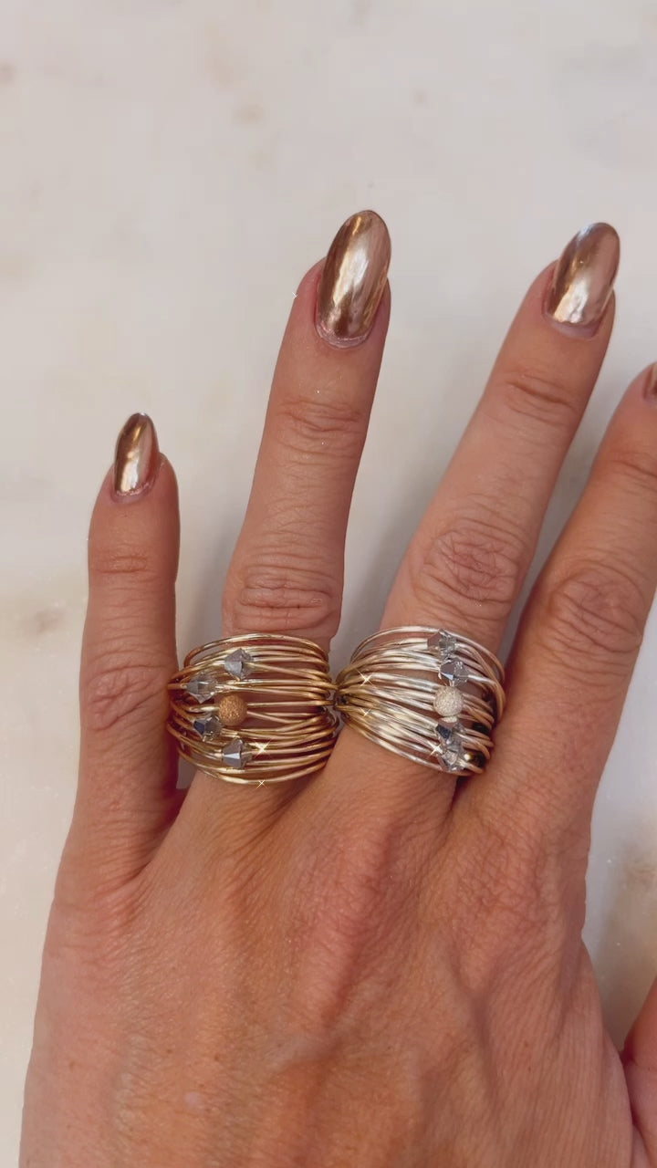Marcia Wire Wrap Ring with Grey Swarovski Crystals