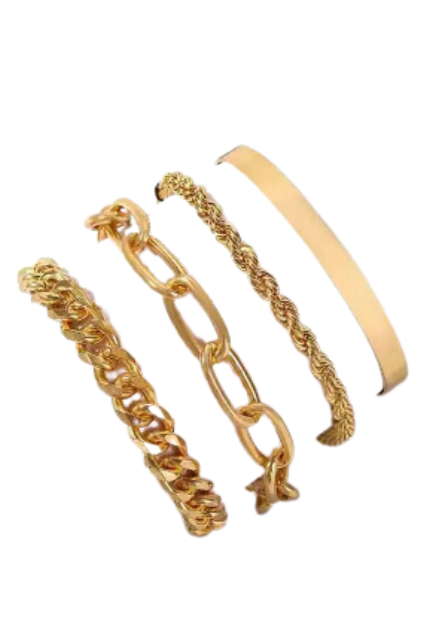 Curb Gold Cuban Four Set Chain Bracelets