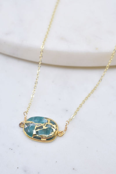 Mrs. Parker Necklace  in Teal Mojave Copper Turquoise
