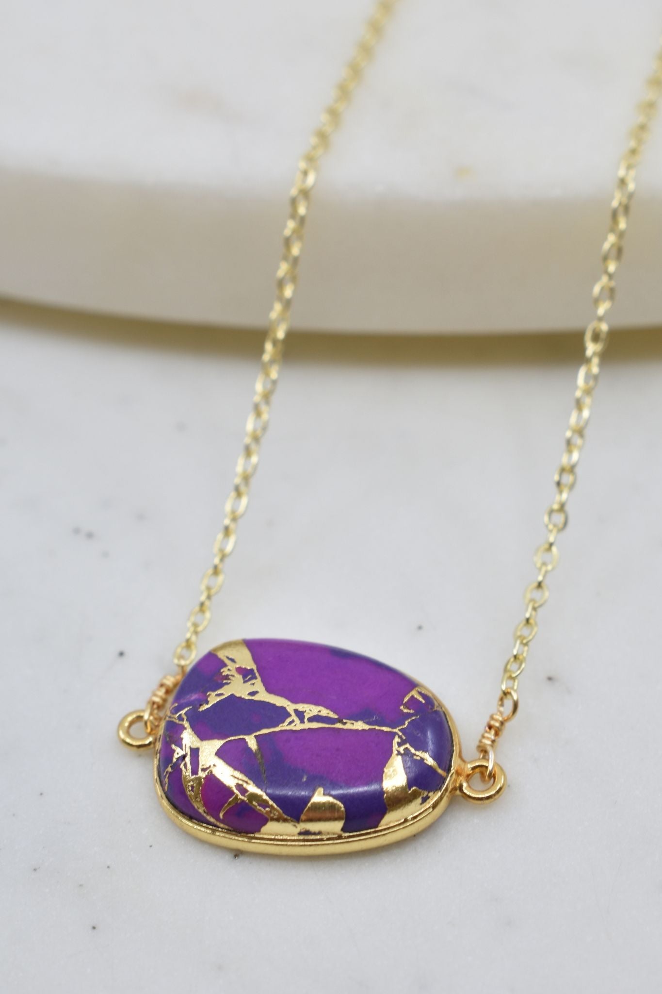 Mrs. Parker Necklace in Purple Mojave Copper Turquoise