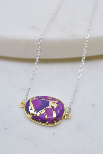 Mrs. Parker Necklace in Purple Mojave Copper Turquoise