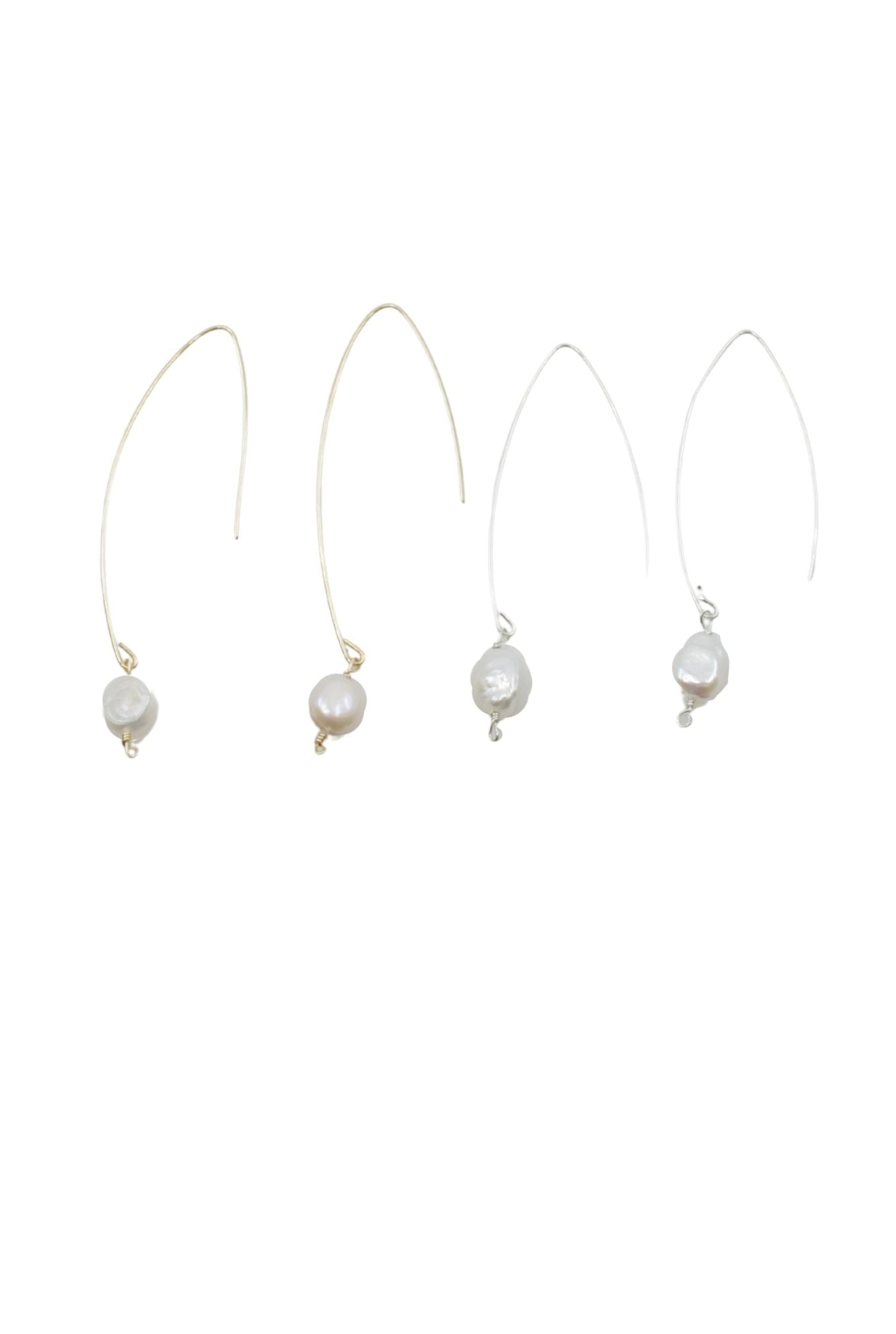Jill Long Wire Drop Pearl Earrings