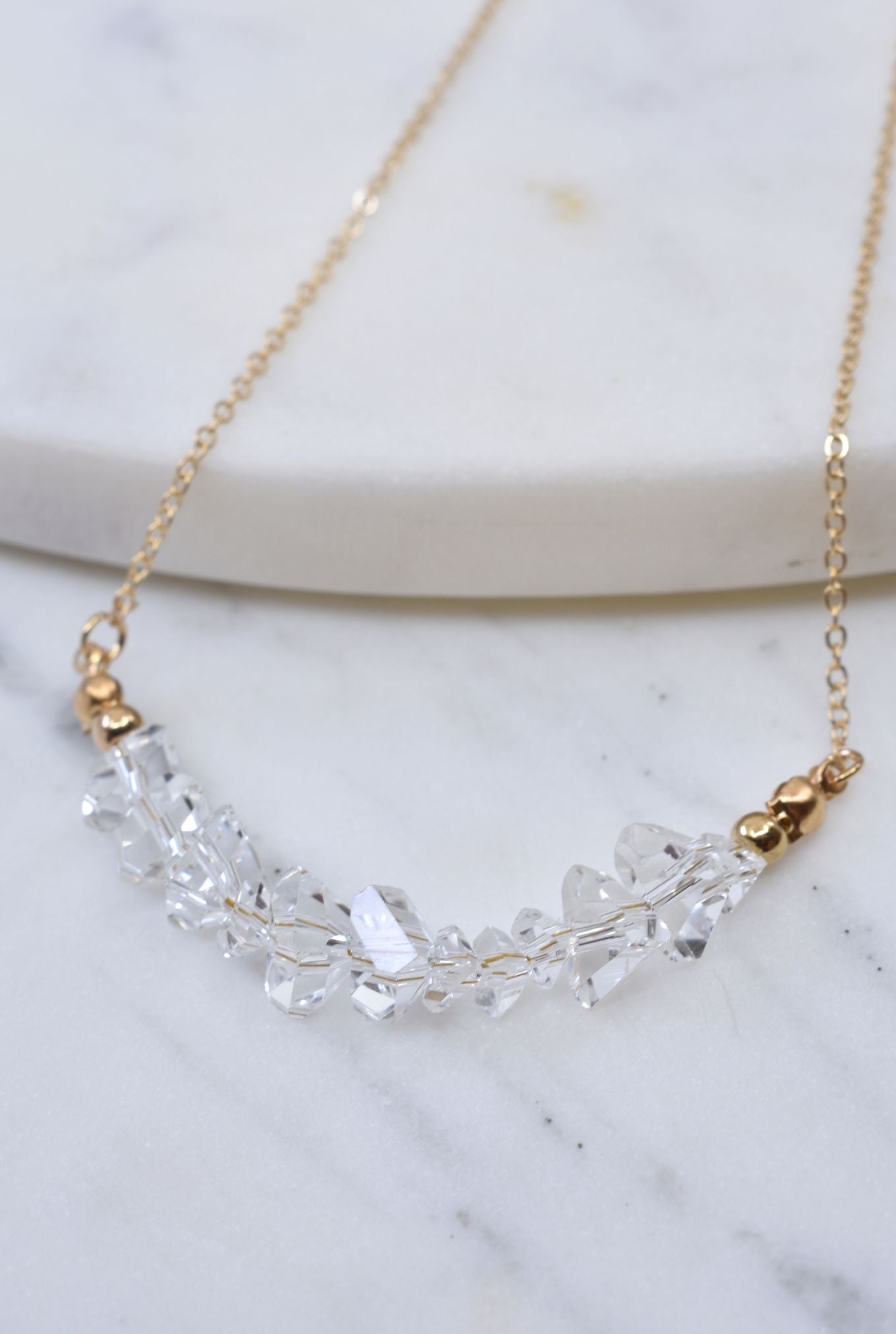 Crystal Bar Necklace - Gold