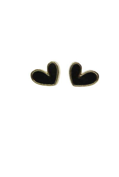Black and Gold Heart Earrings