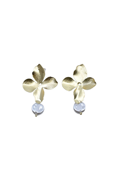 Four Leaf Clover Earrings with Baroque Pearl
