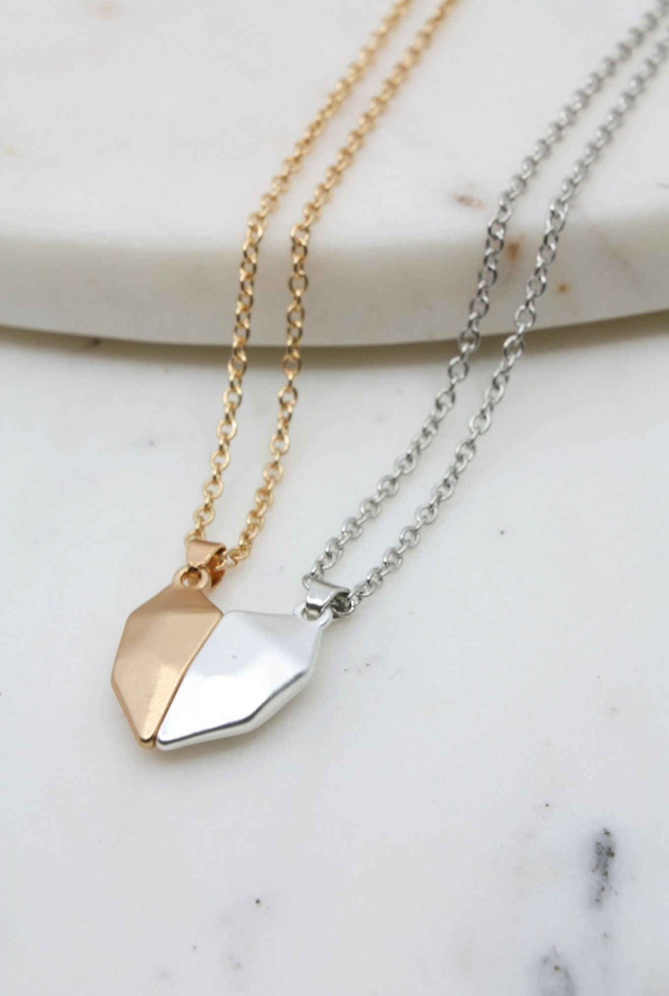 Gold and Silver BFF Necklace Set