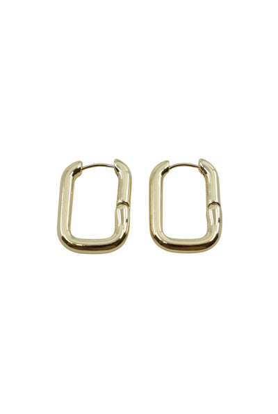 Gold Square Chain Link Hoop Earrings