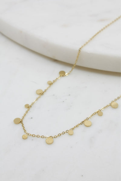 Simple Ibiza Gold Necklace with Small Circle Accents