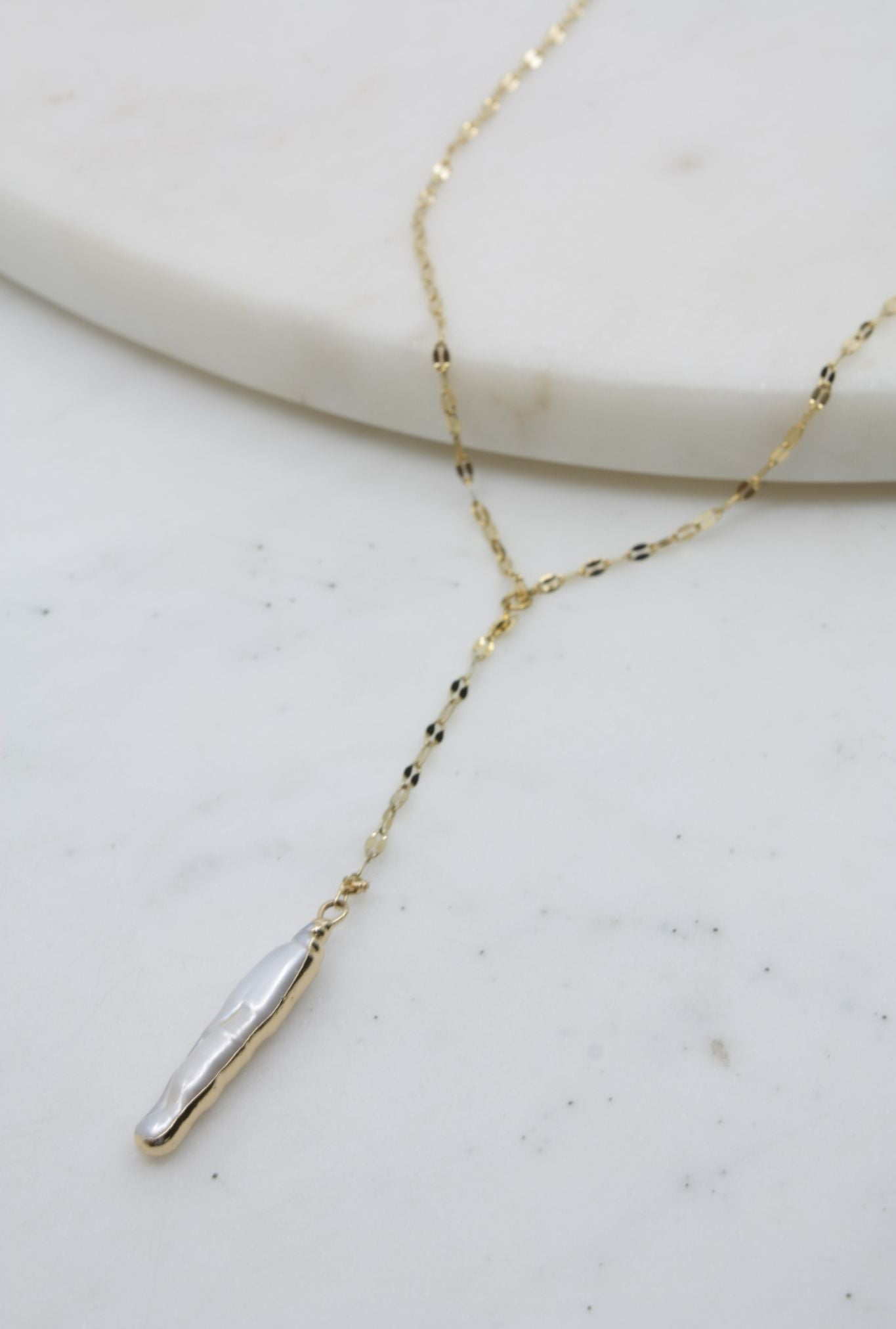 Chain Pearl Drop Tassel Necklace