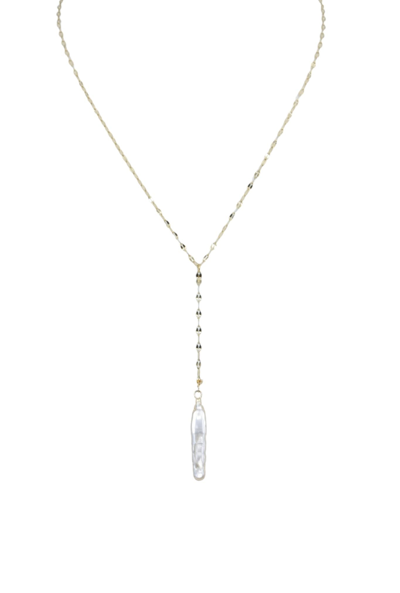 Chain Pearl Drop Tassel Necklace