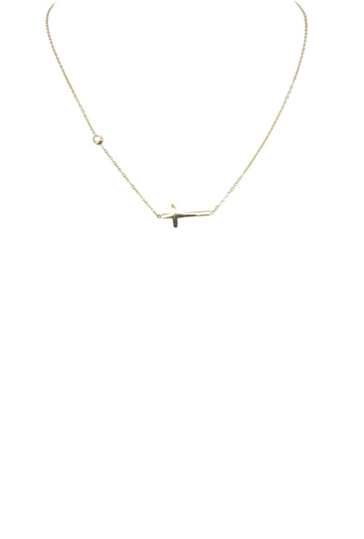 Crystal and Cross Simple Chain Necklace