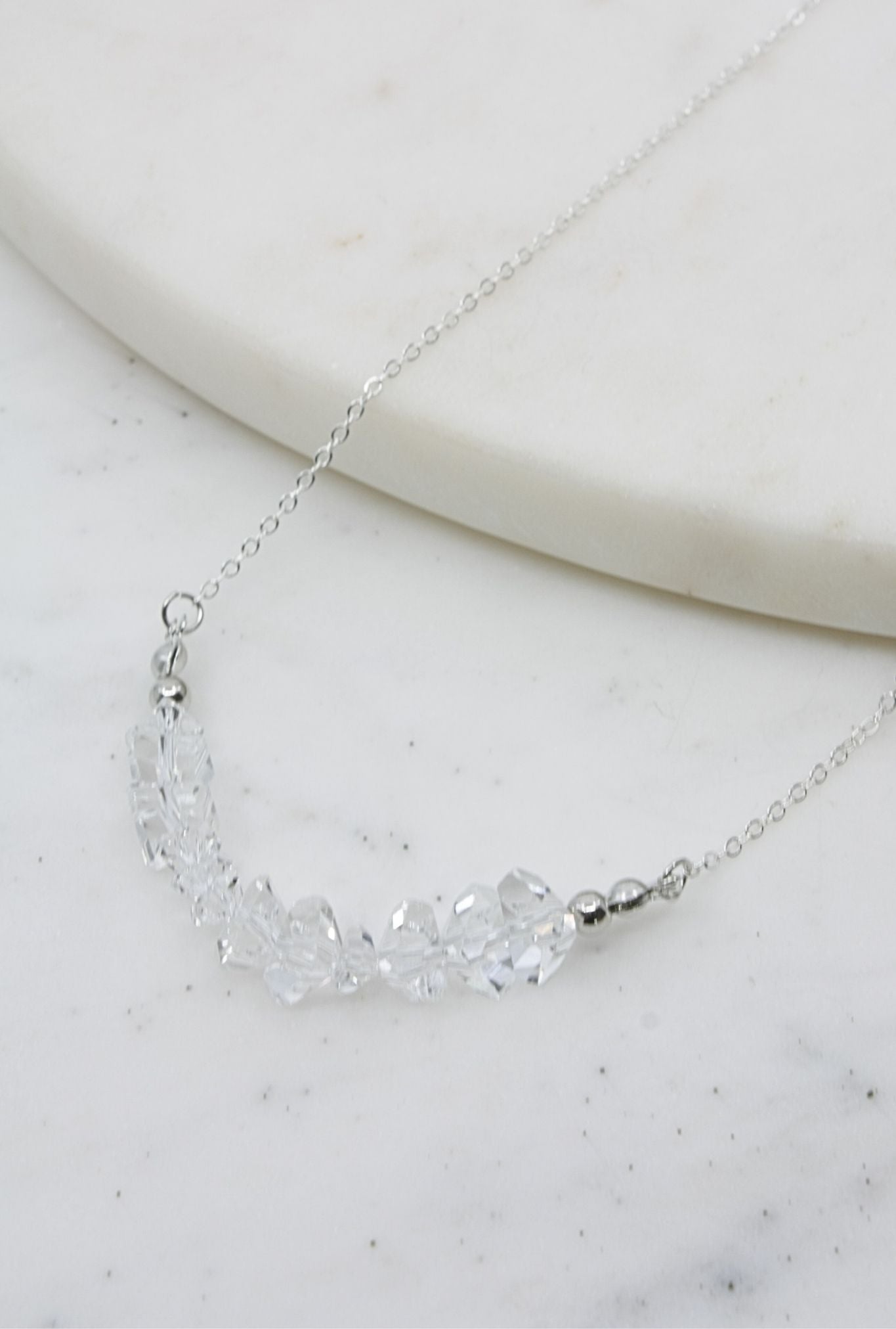 Crystal Bar Necklace - Silver