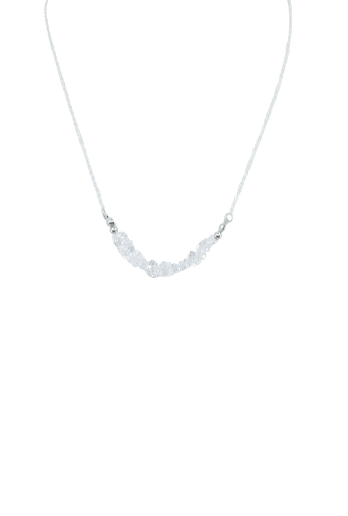 Crystal Bar Necklace - Silver