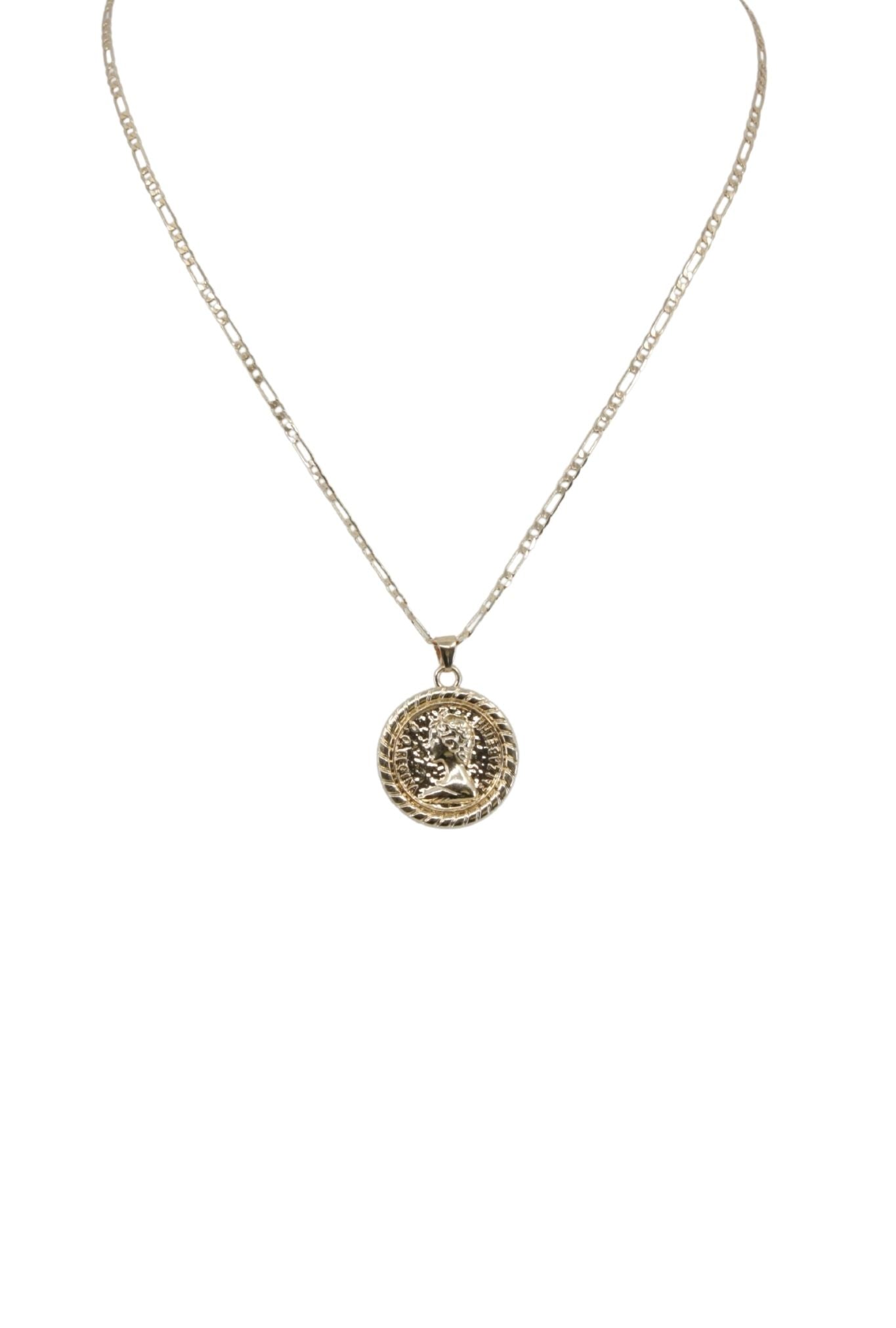 Gold Goddess Coin Pendant Necklace