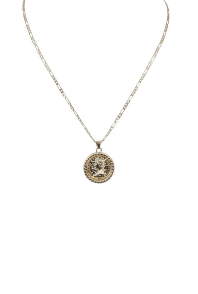 Gold Goddess Coin Pendant Necklace