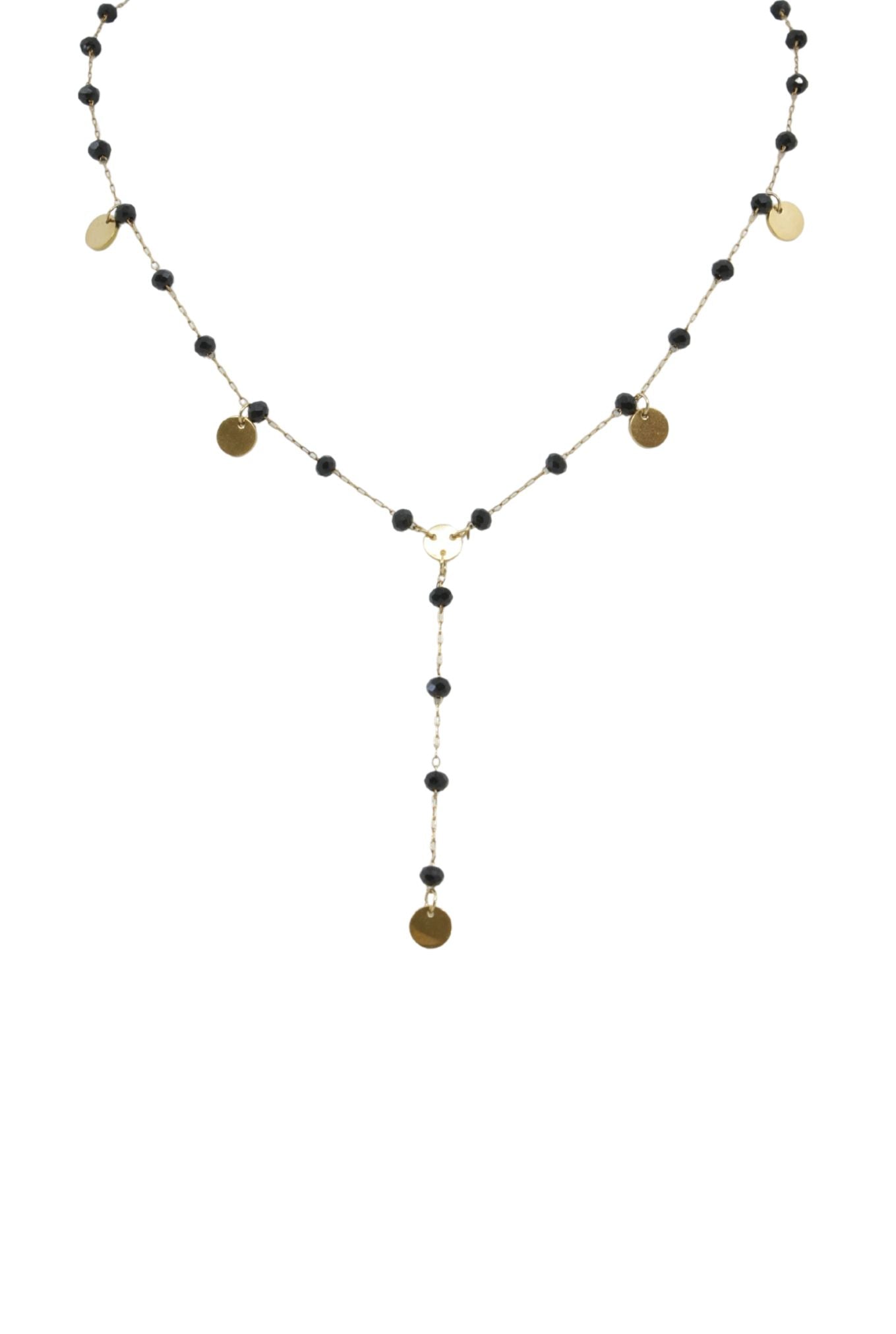 Gold and Black Crystal Necklace with Gold Accents