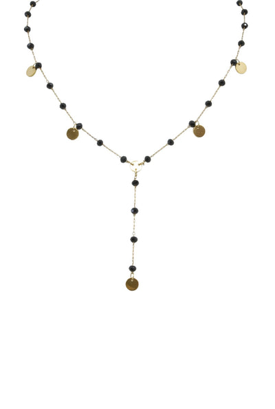 Gold and Black Crystal Necklace with Gold Accents