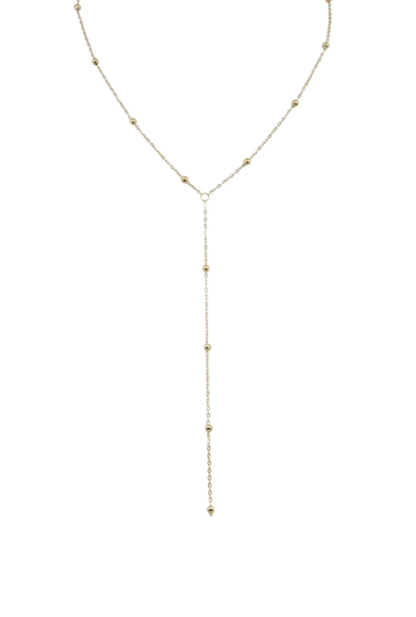 Gold Tassel Necklace with Beads