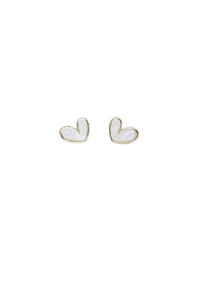 White and Gold Heart Earrings