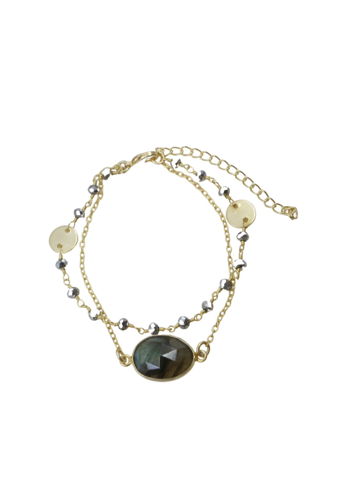 Gold and Pyrite Bracelet with Labradorite