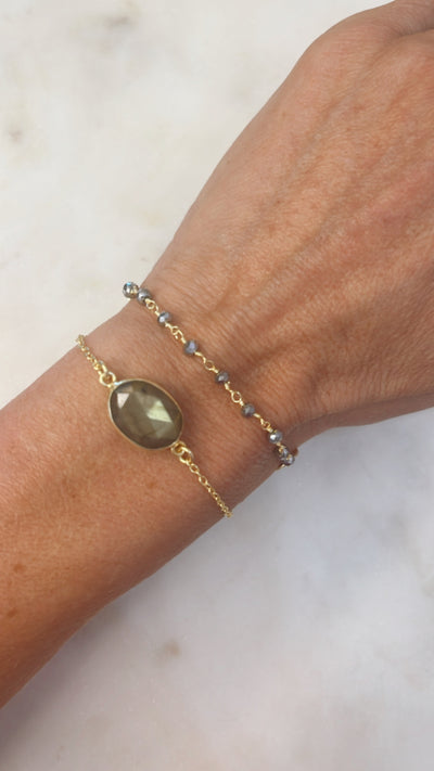 Gold and Pyrite Bracelet with Labradorite