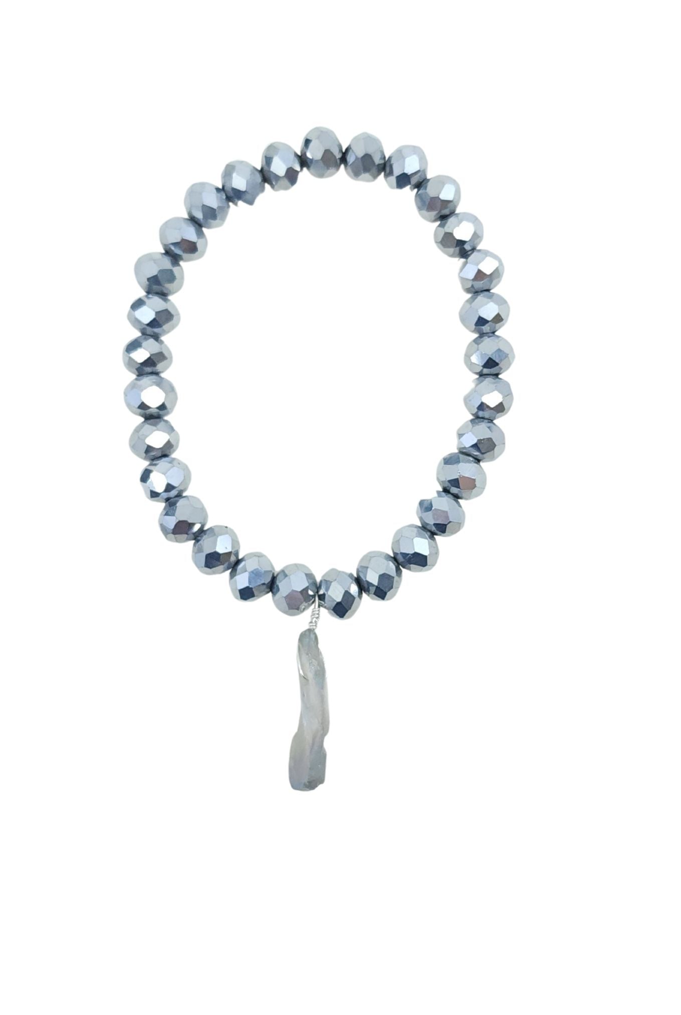 Disco Silver Bracelet with Grey Titanium Quartz Crystal
