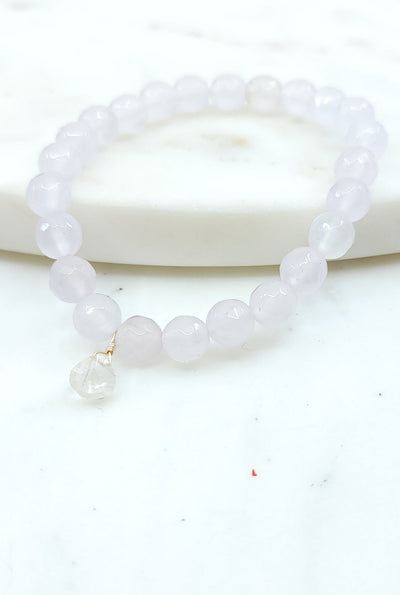 Rose Quartz Bracelet with Golden Rutilated Quartz in Gold