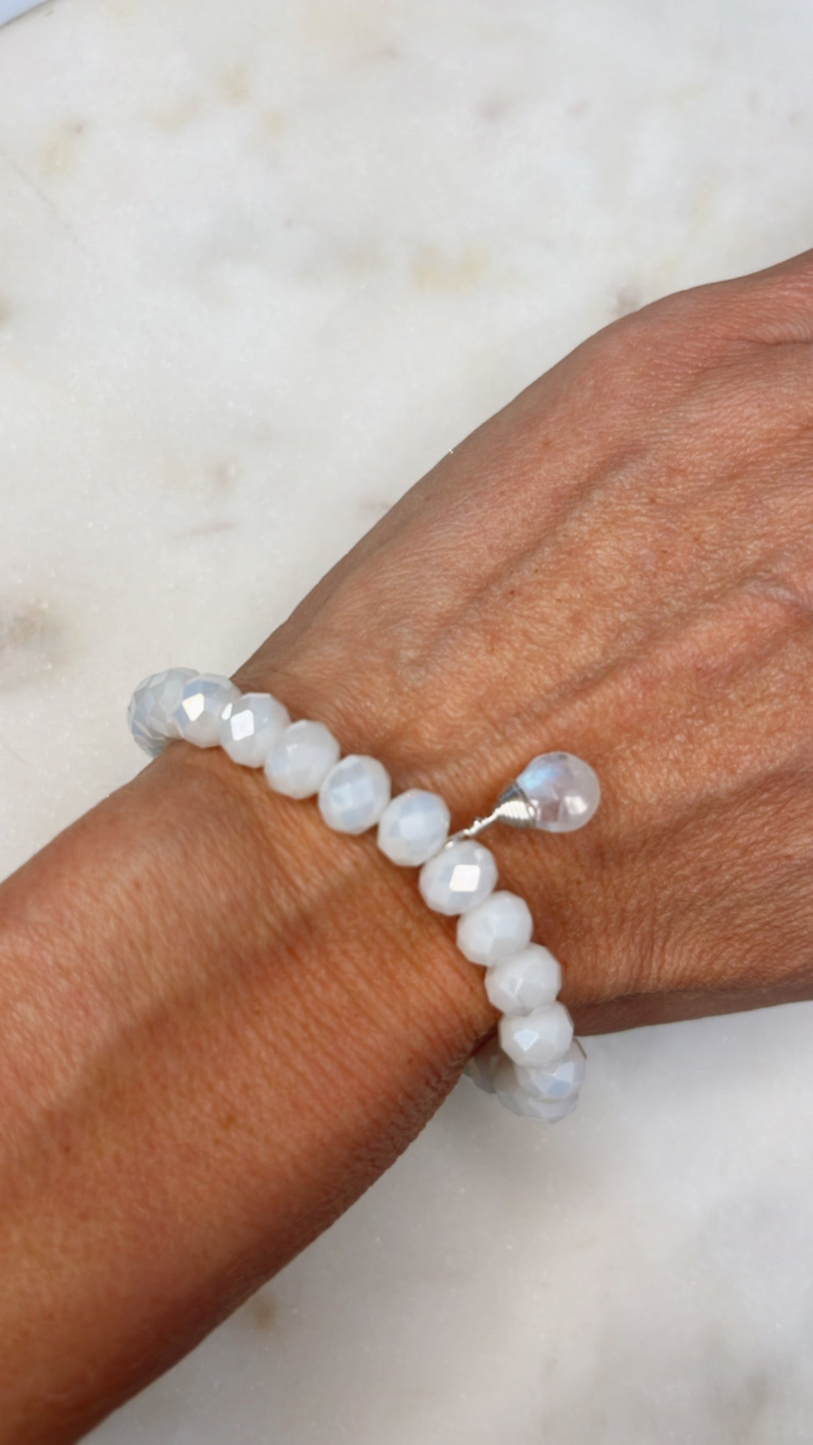 Stretch Wrap Bracelet in Moonstone Crystal with Moonstone