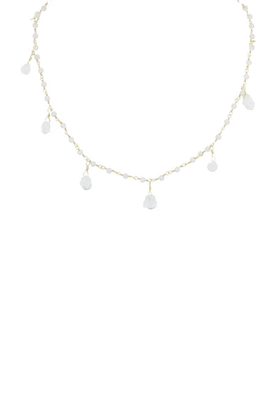 Balmy Nights Moonstone Teardrop Necklace in Gold