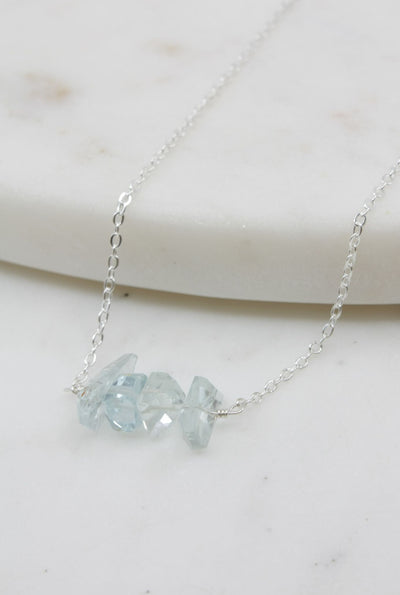 Michelle Bar Necklace in Aquamarine