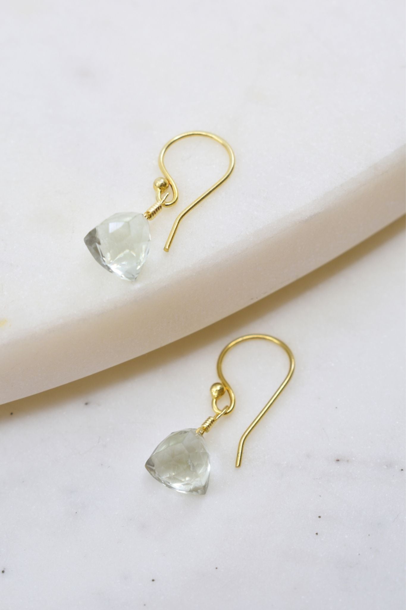 Green Amethyst Pyramid Drop Earrings