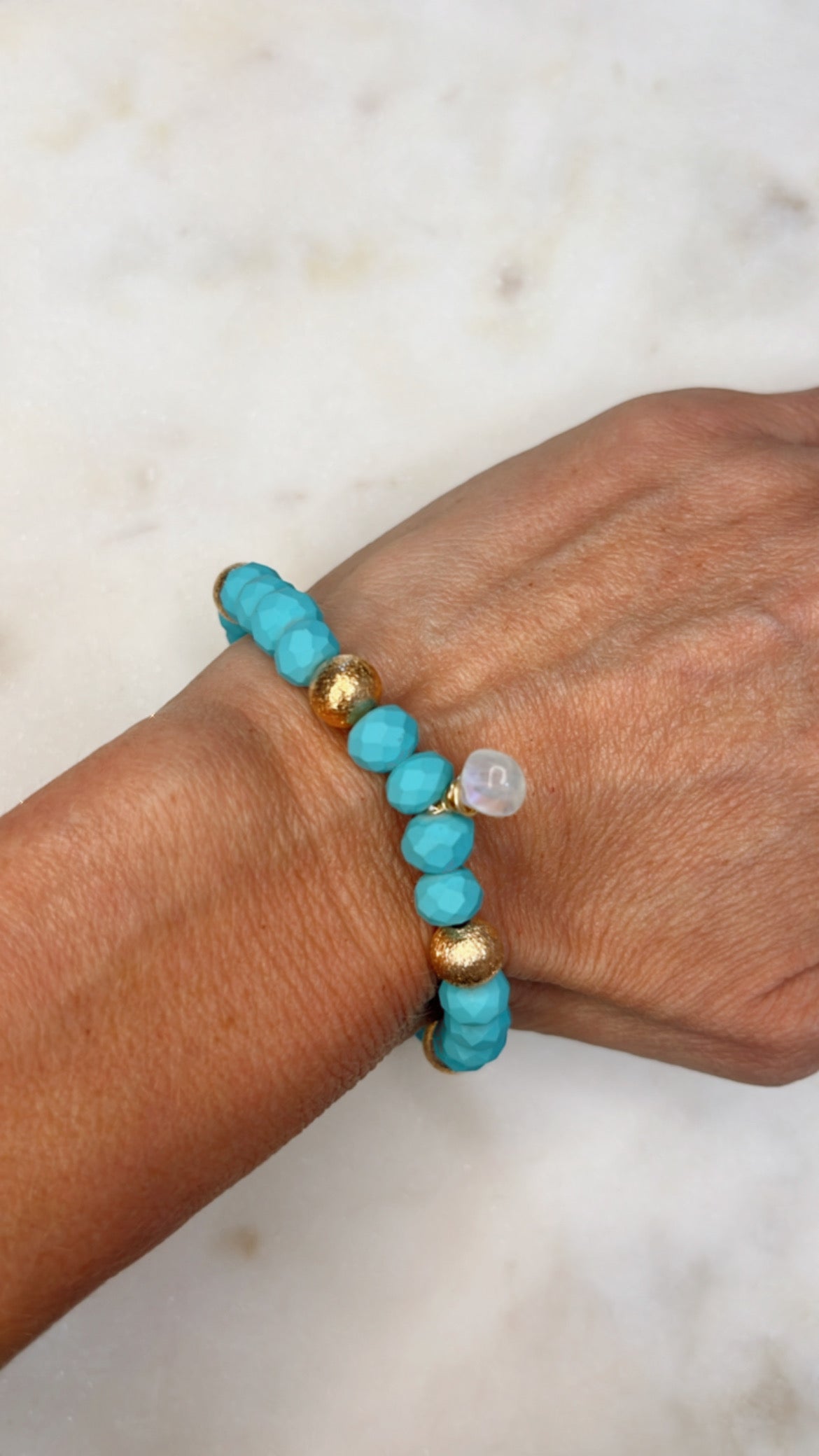 Gold and Blue Amazonite Bracelet with Labradorite