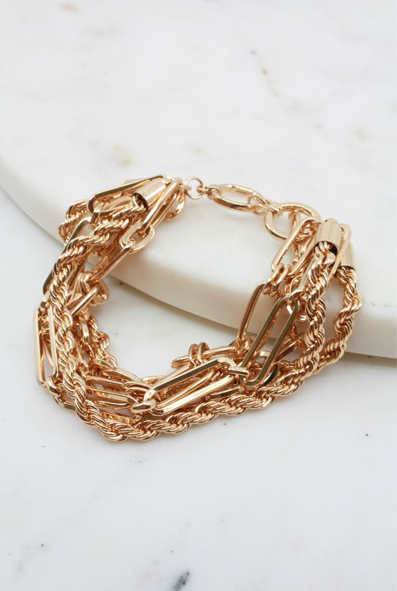 Five Layer Gold Toggle Bracelet