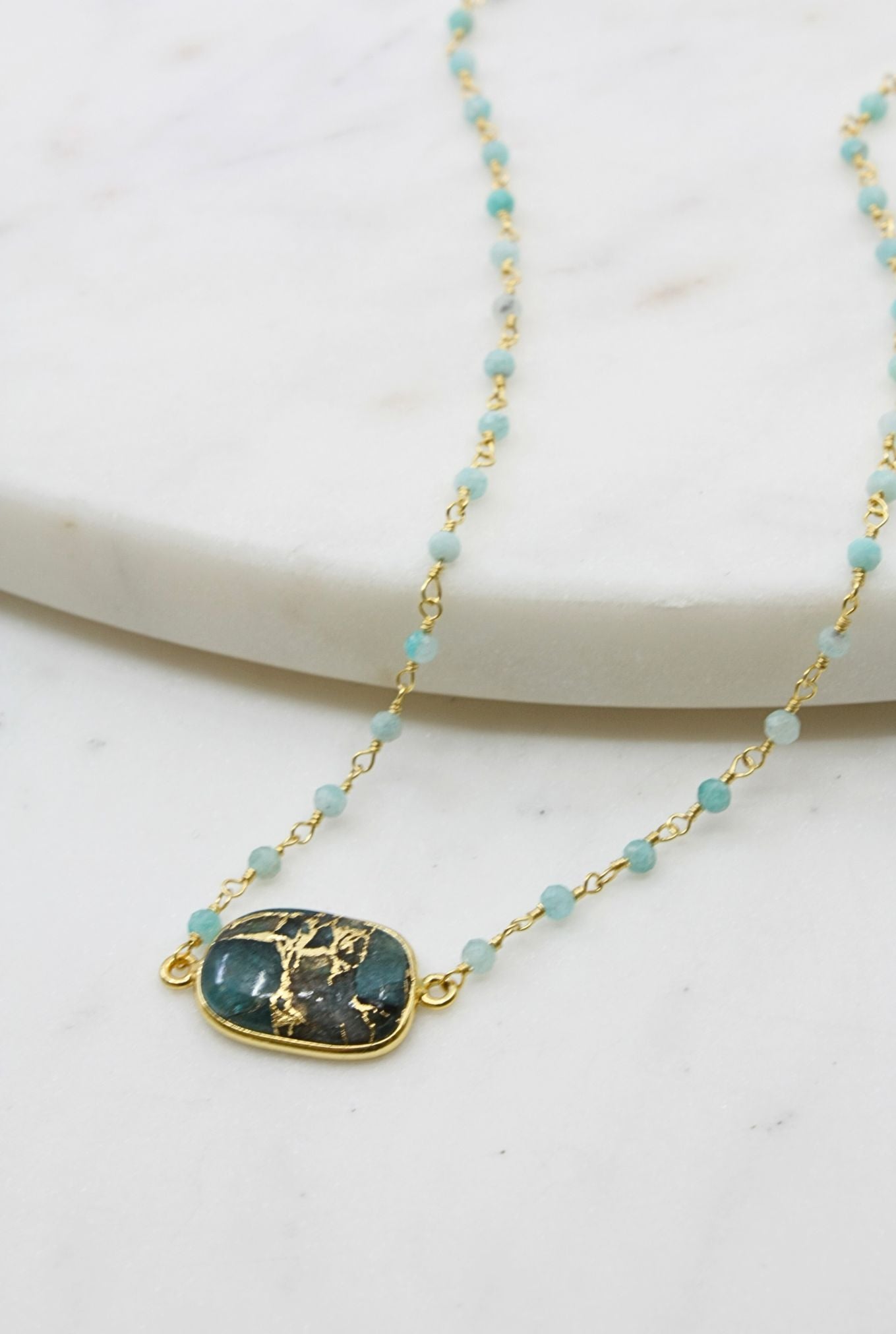 Mrs. Parker Endless Summer Necklace in Teal Turquoise Mojave