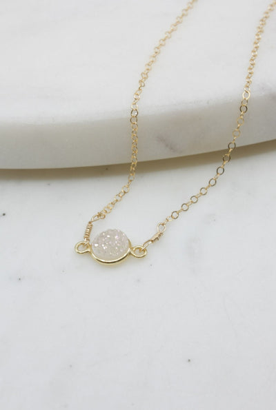 Mrs. Parker Necklace in White Druzy